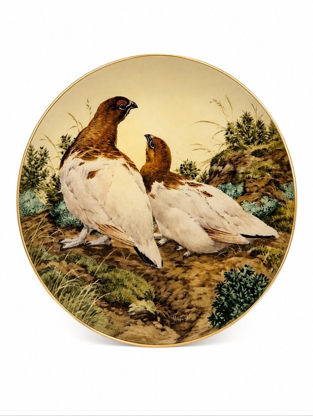 3/$30 Forest YEAR 1983 Ptarmigans Show Off November Porcelain Nature Plate